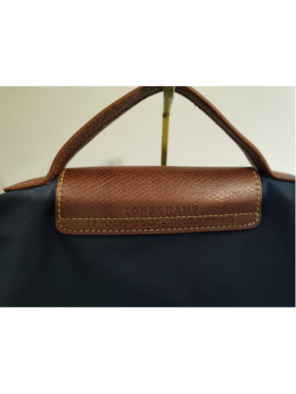 Women's Longchamp Le Pliage Tote Bag One Size Navy and Brown - Picture 5 of 11